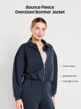 Old Navy Bounce Fleece Bomber Jacket in Navy